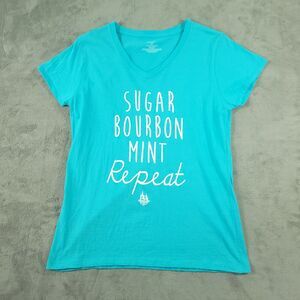 Kentucky Derby Tshirt Womens Blue XL SugarBourbon Mint Repeat 144 2018 Justify